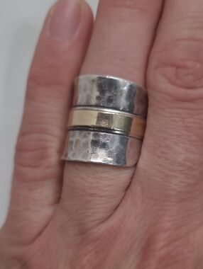 Silpada Retired Sterling Silver R1810 9K Gold Wide Band RARE